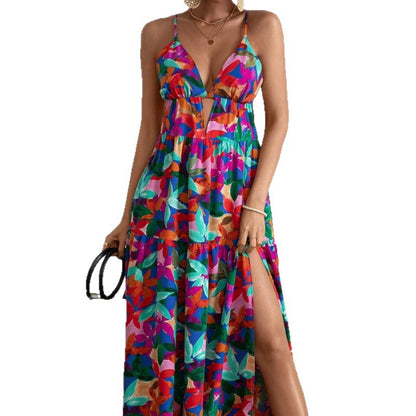 Frau Bohemian Stribede Maxikjoler med Justerbare Stropper Stilla