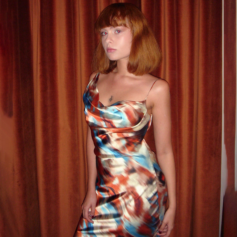 Dame Elegant Gulvlængde Kjole med justerbare Spaghetti-stropper Stilla