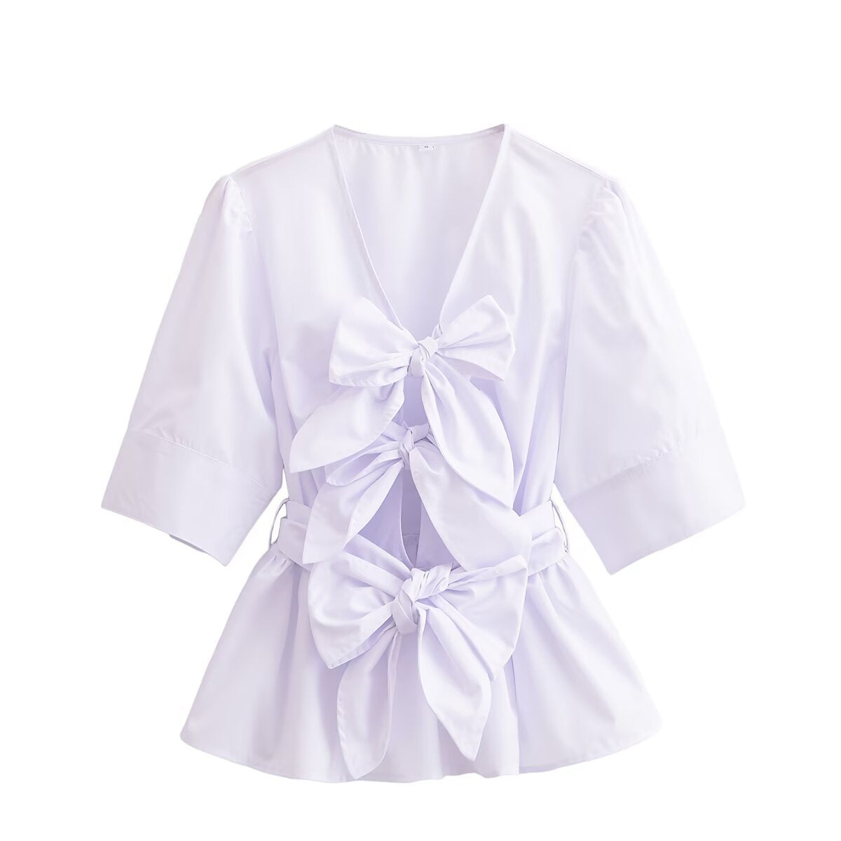 Dame elegant bluse med bånddetaljer Stilla