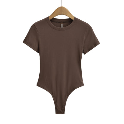 Dame figurnær Bodysuit i høj kvalitet rib-stof med kort ærme Stilla