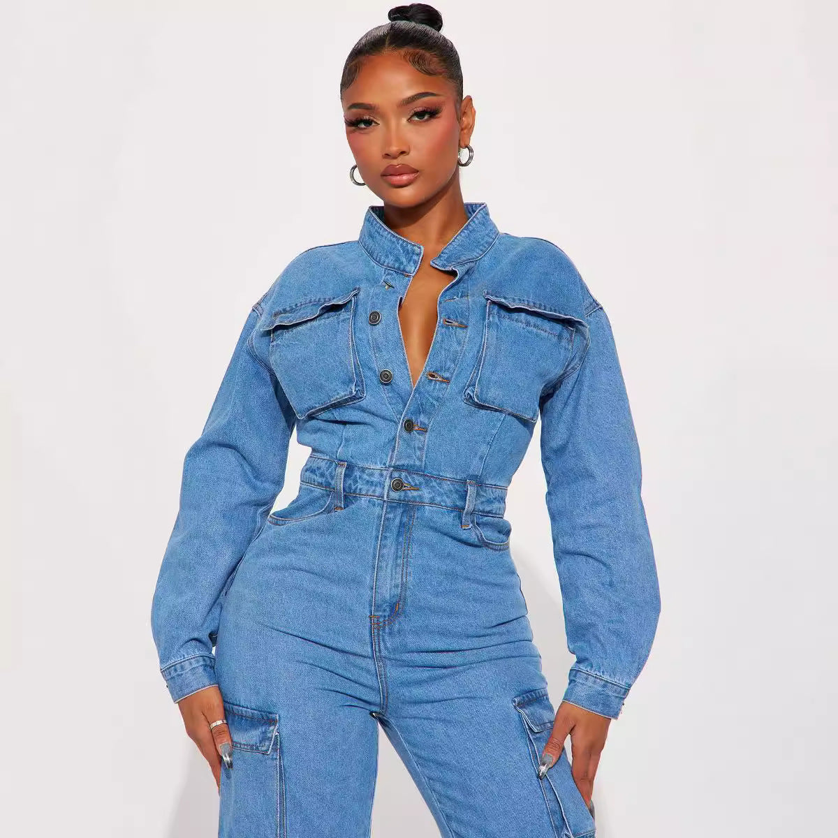 Dame Denim-Overalls med praktiske Cargo-lommer Stilla