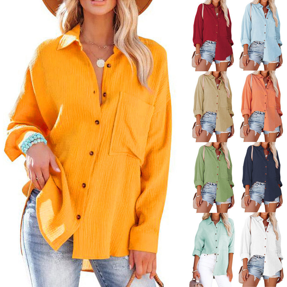 Dame afslappet oversized bluse med knapdetaljer Stilla