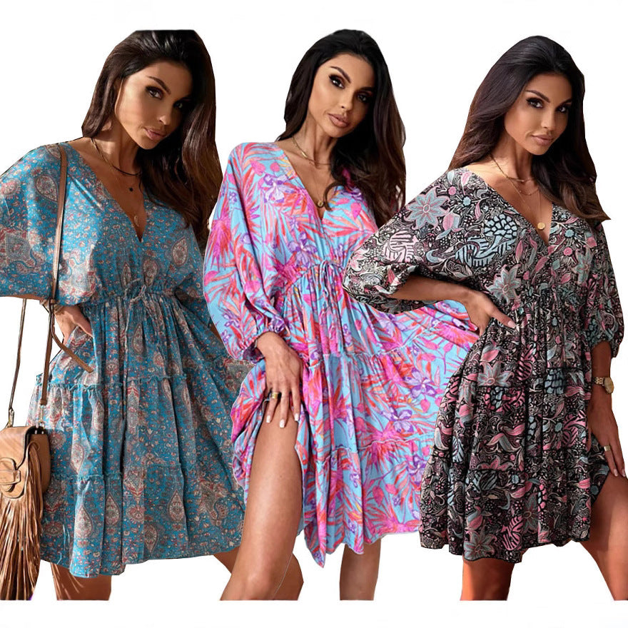 Dame afslappet kjole med 3/4-ærmer og bred pasform Stilla