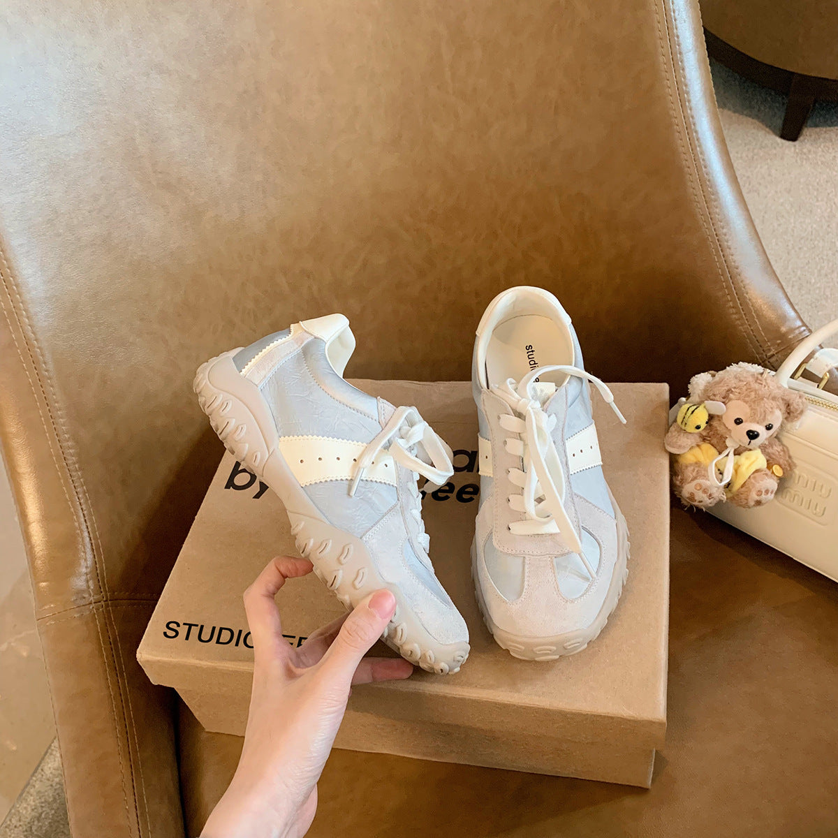 Kvinder retro-inspirerede sports sneakers med struktureret sål Stilla