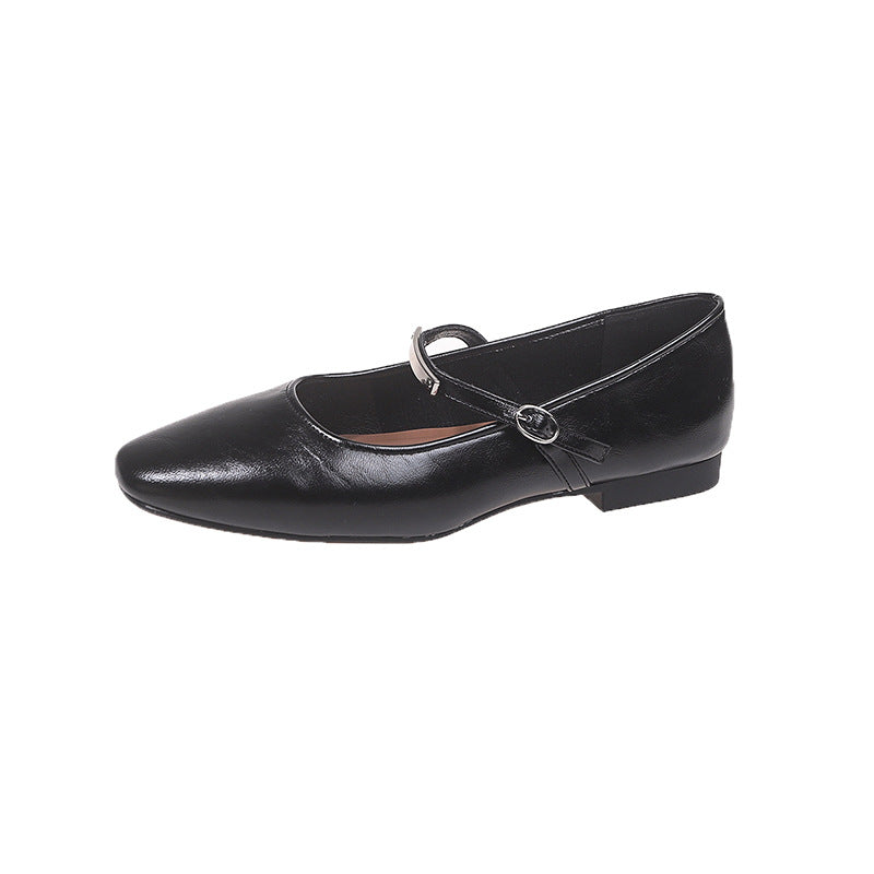 Dame elegant ballerinas med kvadratisk tåparti og justerbar rem Stilla