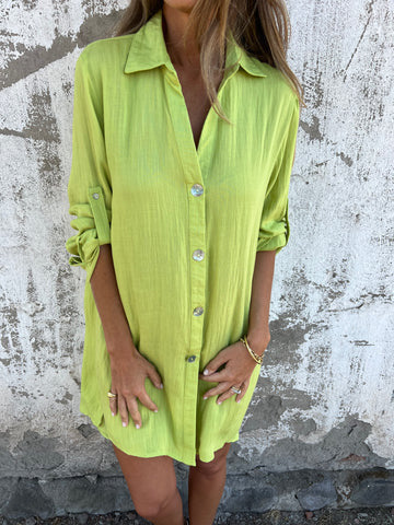 Dame afslappet skjortekjole i let materiale Stilla