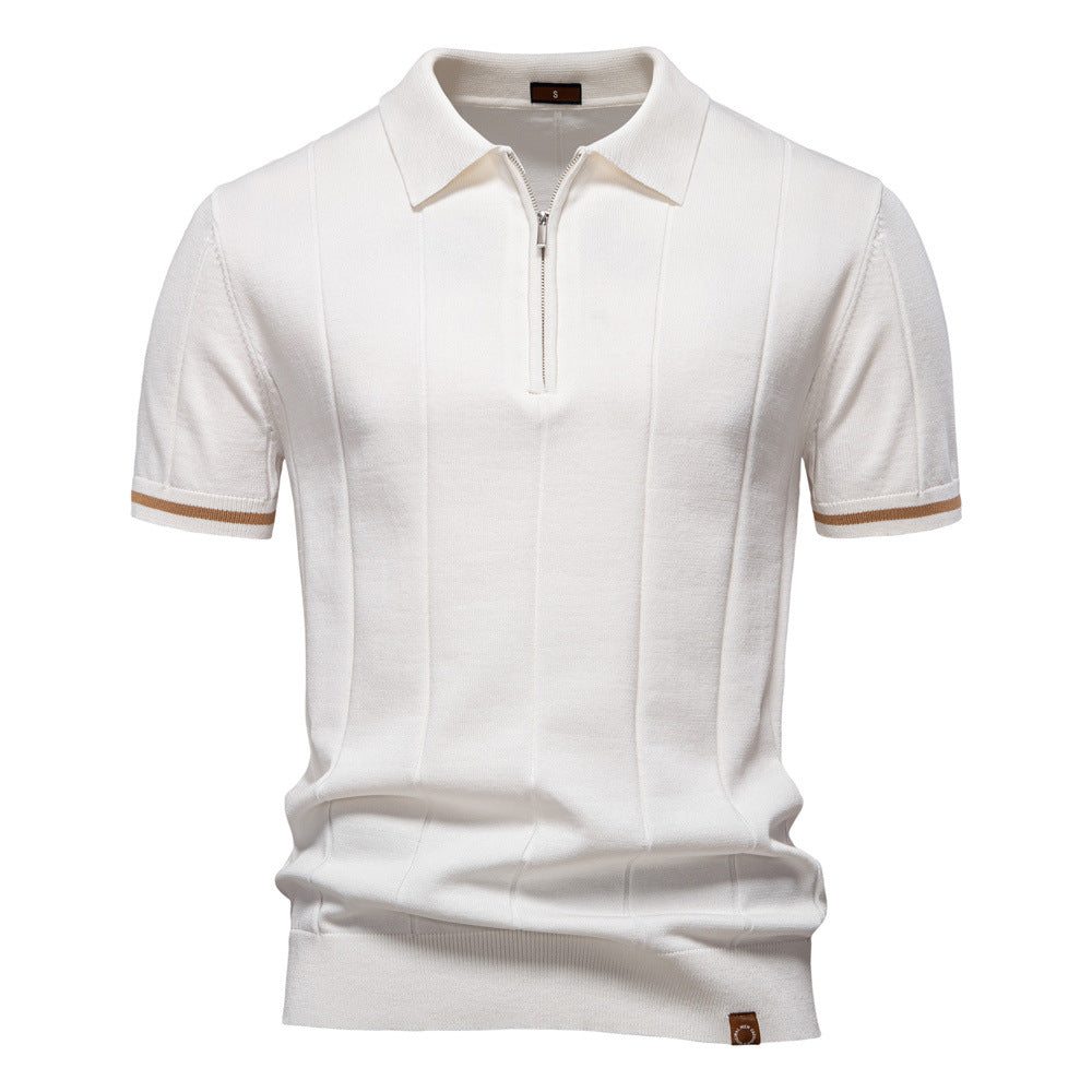 Herre polo T-shirt med sporty lynlås Stilla