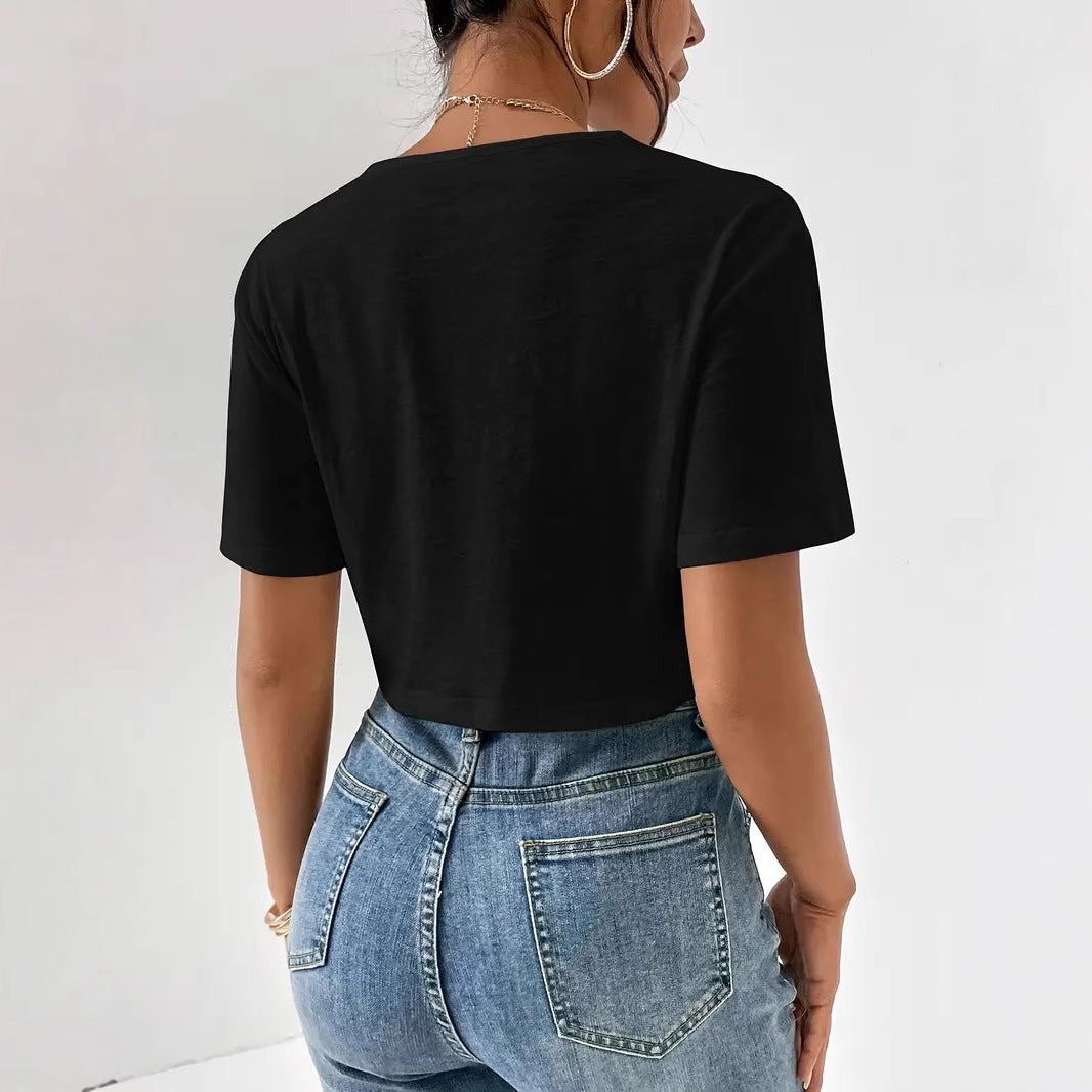 Dame afslappet bomuldsoberdel med knude-design Stilla