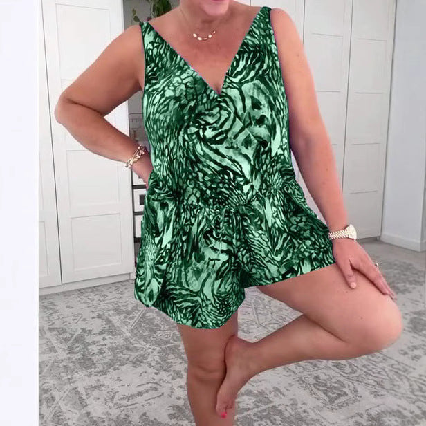 Dame jumpsuit med V-udskæring og legende snit Stilla
