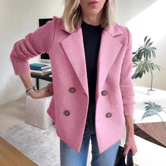 Dame Elegant Blazer med strukturerede ærmer og dobbelt knaplukning Stilla