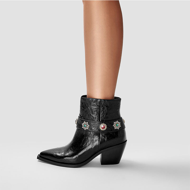 Dame dekorerede westernstøvler med dekorativt bånd Stilla