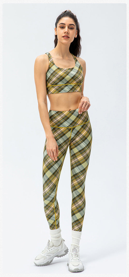 Stilla | Feel Yoga Sports Bra Houndstooth Shockproof Running Vest Med Brystpude, Fitness Bh Med Ternet Element