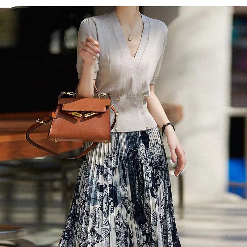 Dame elegant bindetop med høje talje accenter og fine ribstrukturer Stilla