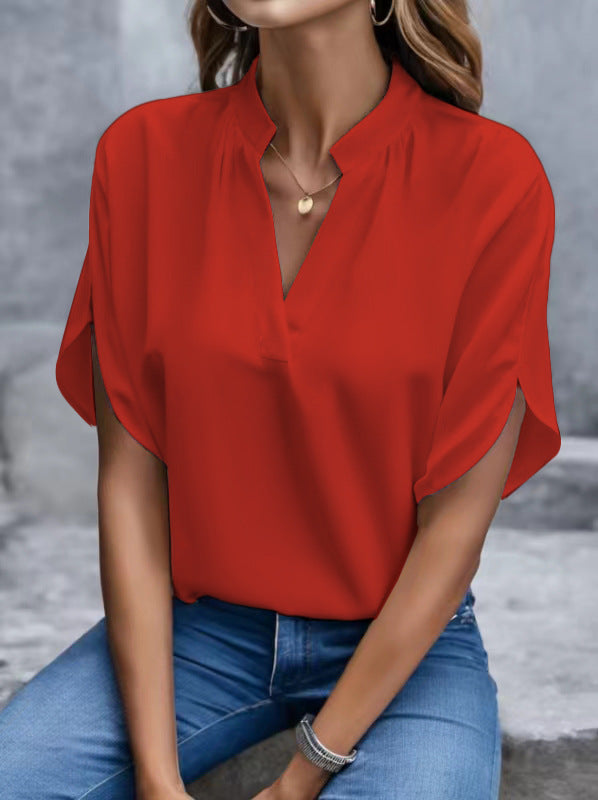 Dame elegant bluse med kortærmet Stilla