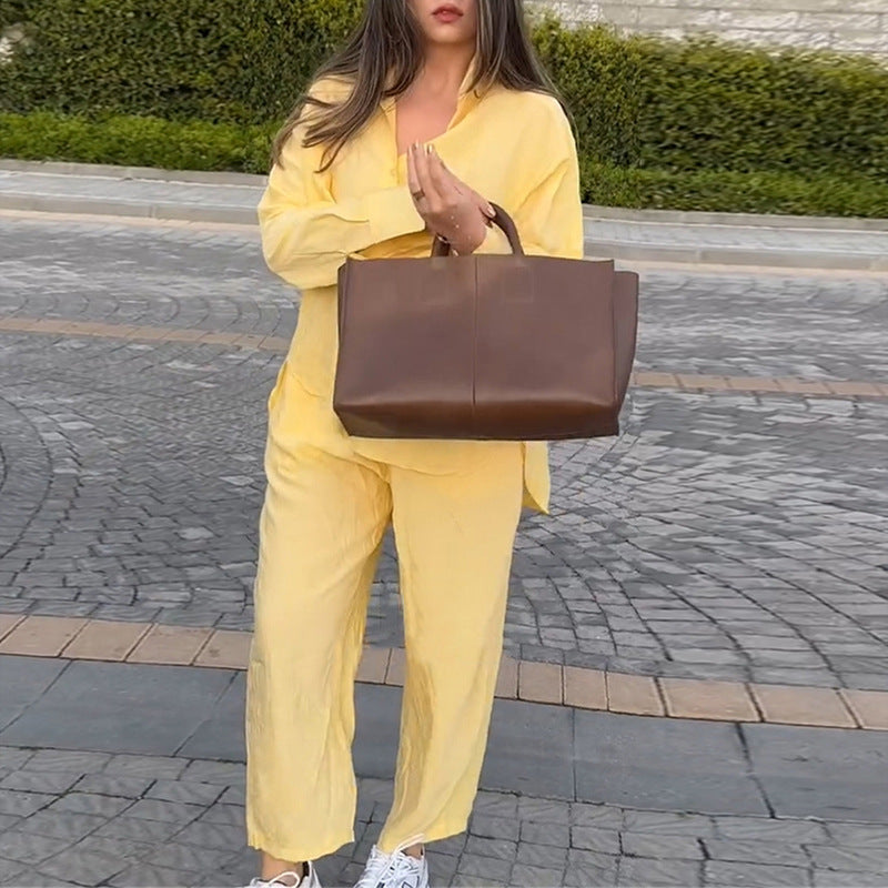 Dame afslappet linned to-delt sæt med løs pasform og elegante detaljer Stilla