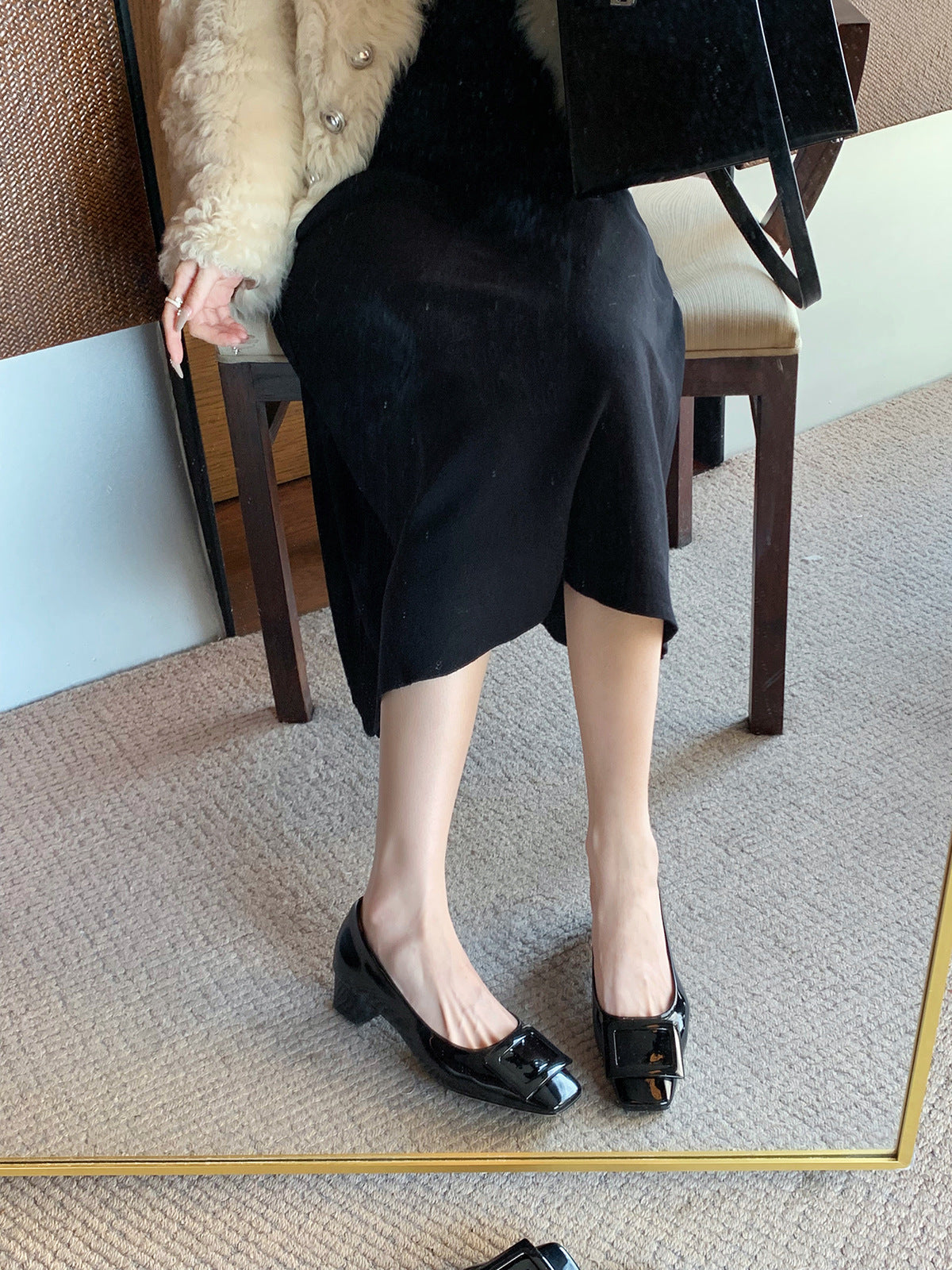 Dame Elegant Blokhæl Mary Jane Pumps Stilla