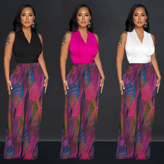 Dame Elegante Jumpsuit med indviklet overdel og bredt ben Stilla