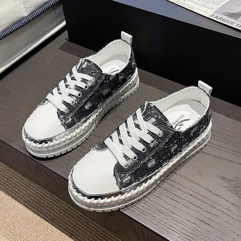 Dame mode sneakers med glitrende strass og tekstureret overdel Stilla