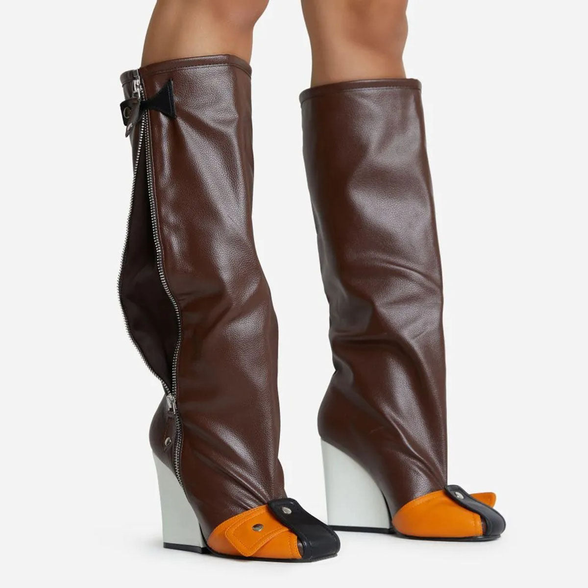 Dame Over-the-Knee Fashion Stiletto Støvler med iøjnefaldende kontrasthæl Stilla