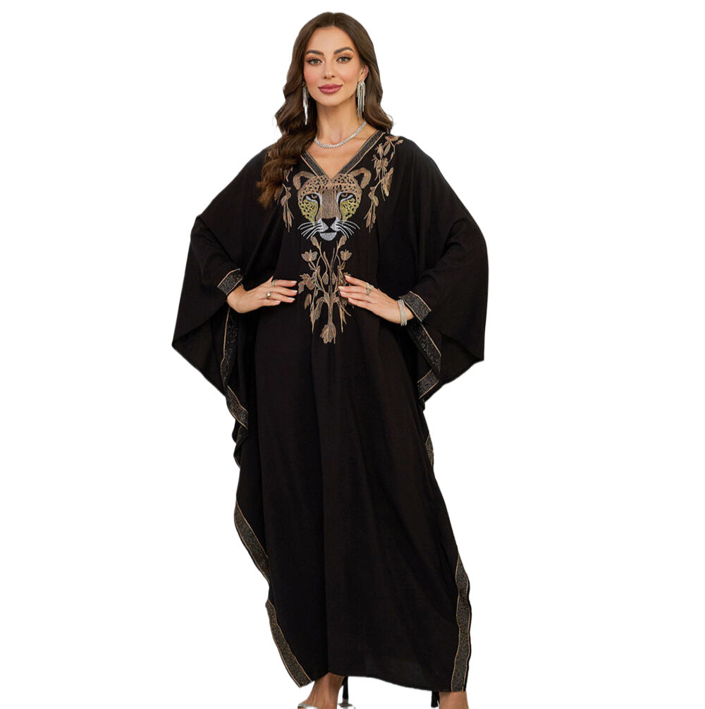 Dame Elegant Kaftan med kunstnerisk dyresyning og bred pasform Stilla
