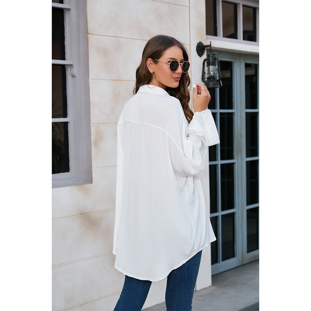 Dame afslappet oversize skjorte med påsyede lommer Stilla