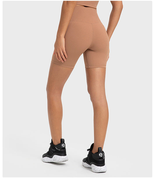 Stilla | Ribbet Nude Feel Talje Formende Yoga Bukser Høj Talje Slankende Udendørs Træningsshorts