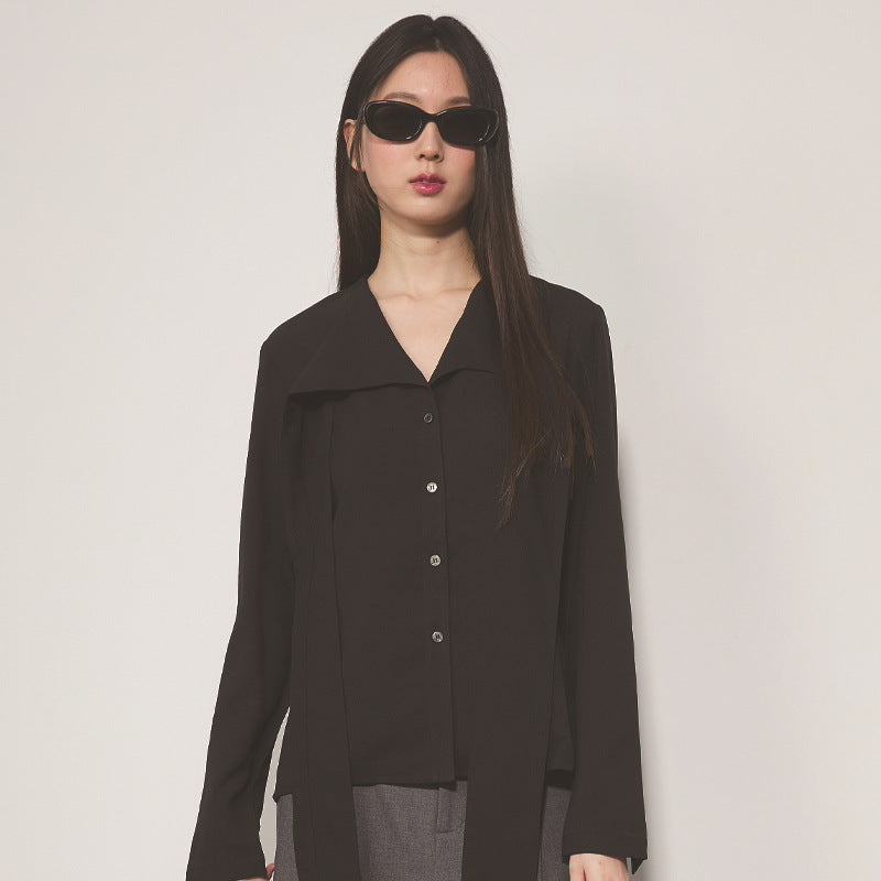 Dame elegant bluse med innovativ krave Stilla