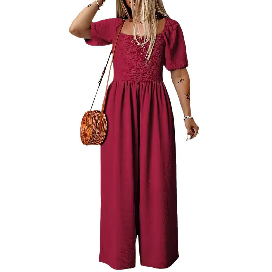 Dame Elegant Jumpsuit med Puffærmer og bred skæring Stilla