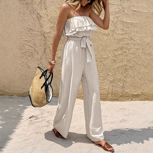 Femme Strapless Ruffled Jumpsuit Stilla