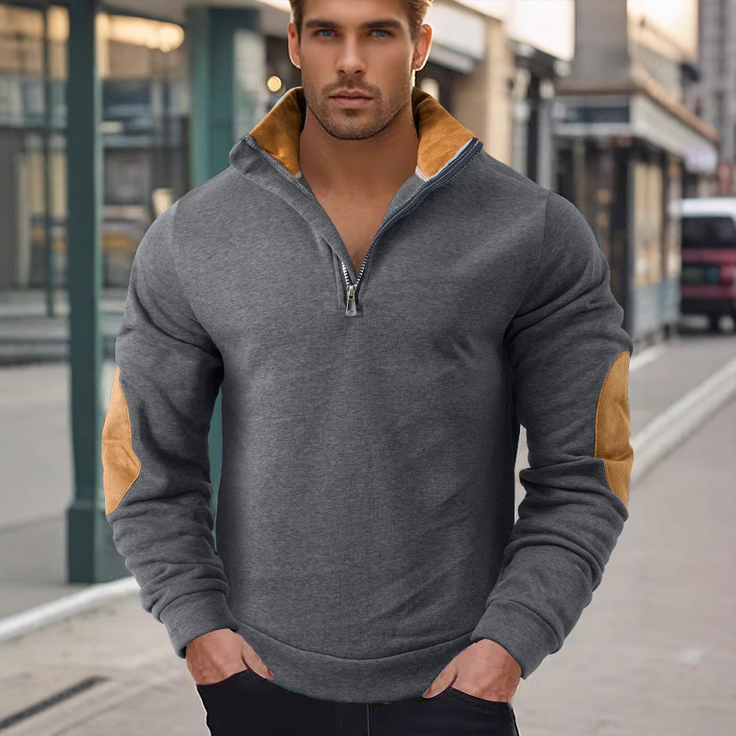Herrer sportpullover med halv lynlås og kontrastdetaljer Stilla