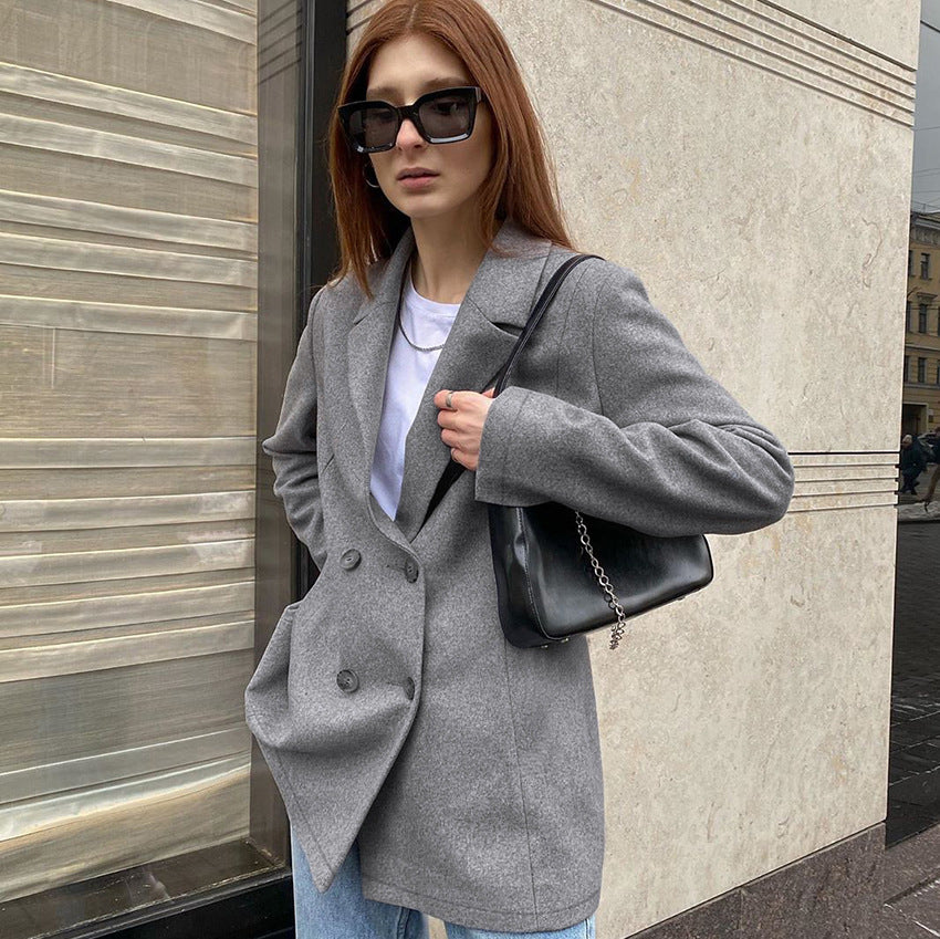 Dame Dobbeltknap Blazer i højkvalitets uldmix med afslappet snit Stilla