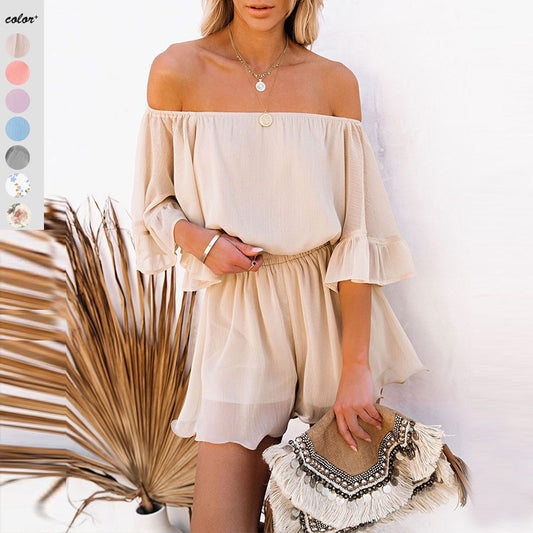 Dame Off-Shoulder Jumpsuit med voluminøse Rüschensleeves Stilla