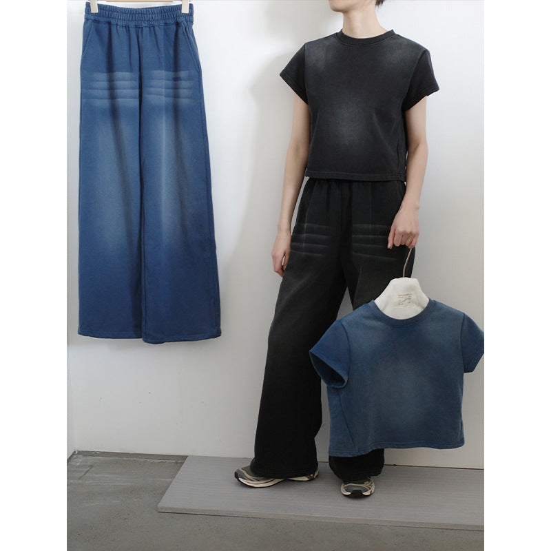 Dame afslappet crop-top med moderne design og elastiske bukser Stilla