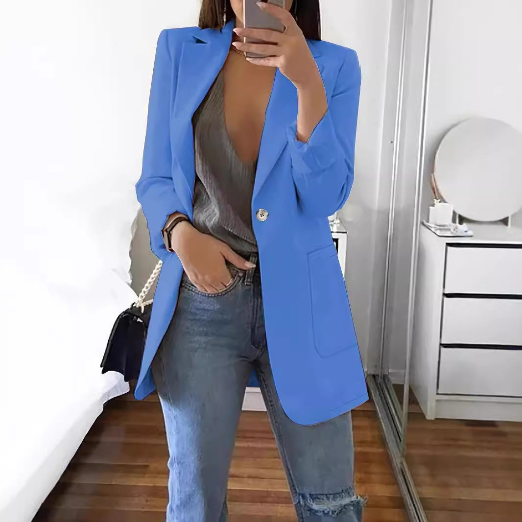 Dame Elegant Blazer med dobbelt knaplukning og praktiske lommer Stilla