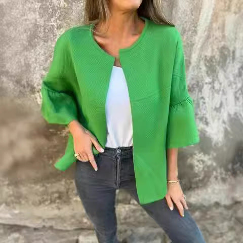 Dame elegant jakke med bred skæring og puffærmer Stilla