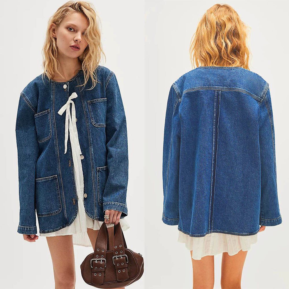 Dame Denim Overshirt med innovativt design og praktiske lommer Stilla