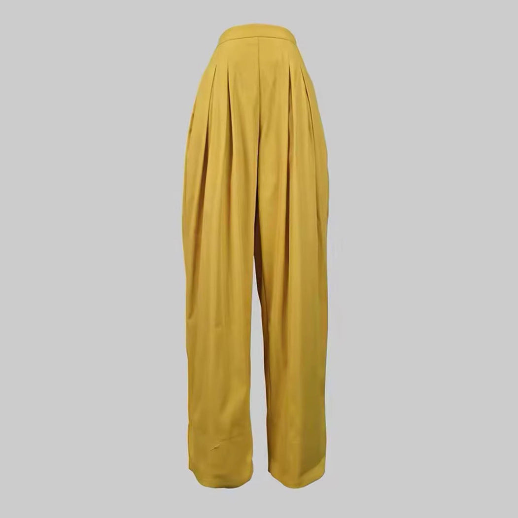 Dame Mode Jumpsuit med skulderpuder og plissé-design Stilla