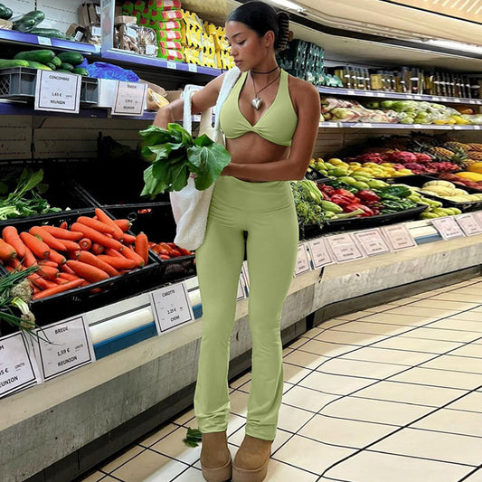 Dame Sporty To-delt med cropped overdel og tætsiddende leggings Stilla
