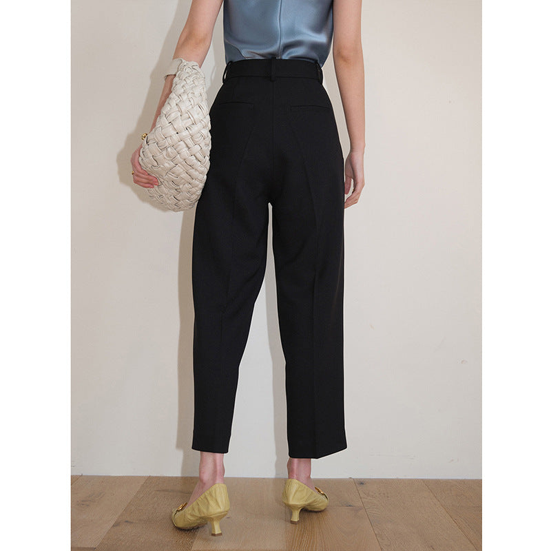 Dame elegant høj talje bukser med struktureret stof og moderne detaljer Stilla