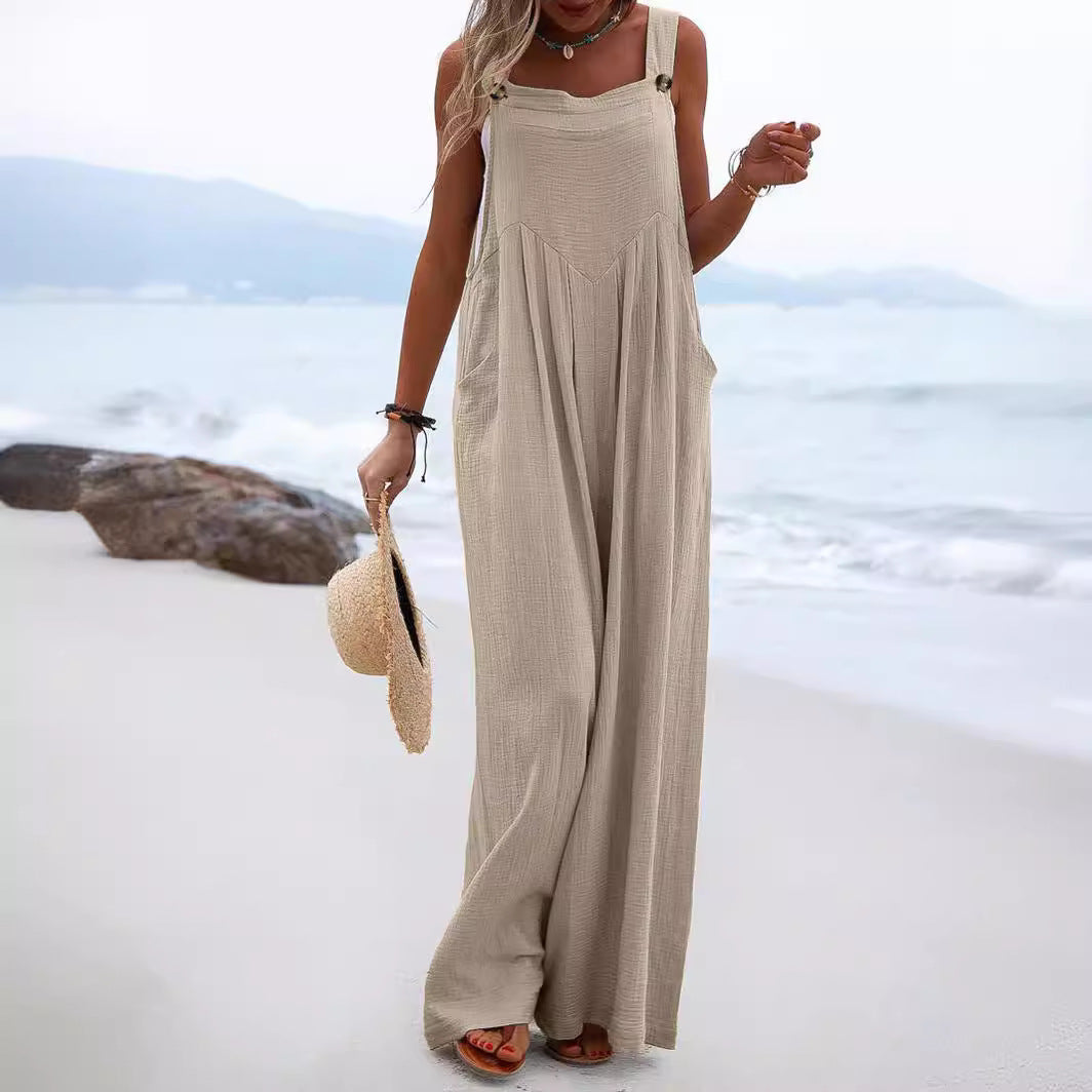 Dame Casual Jumpsuit med brede ben og lommer Stilla