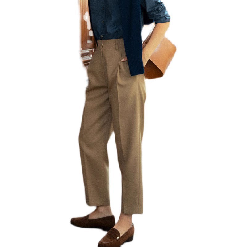 Dame elegant høj talje bukser med moderigtige folder og løs pasform Stilla