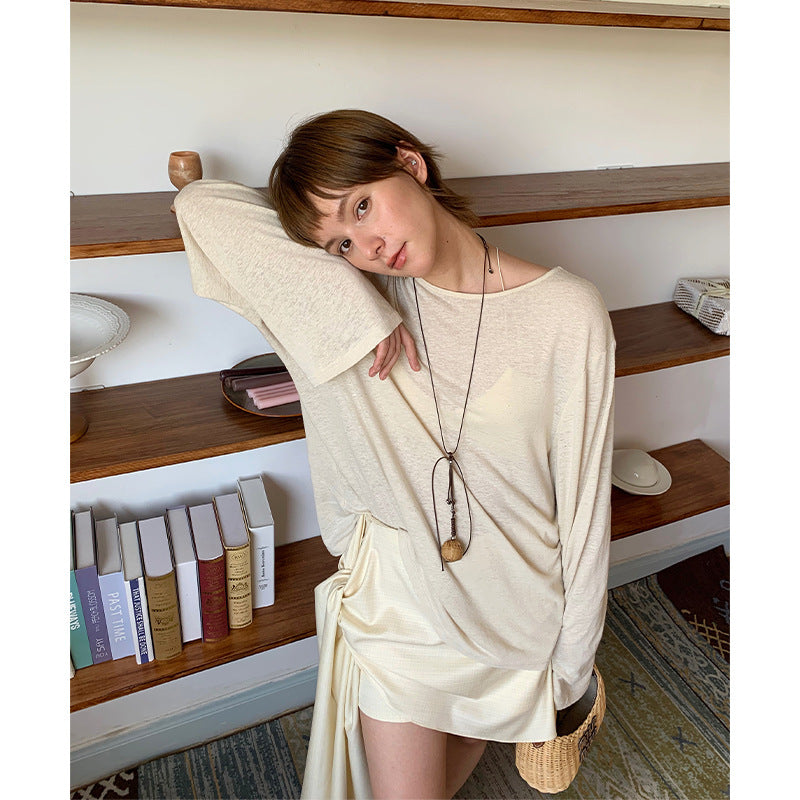 Dame afslappet langærmet skjorte lavet af åndbart materiale Stilla