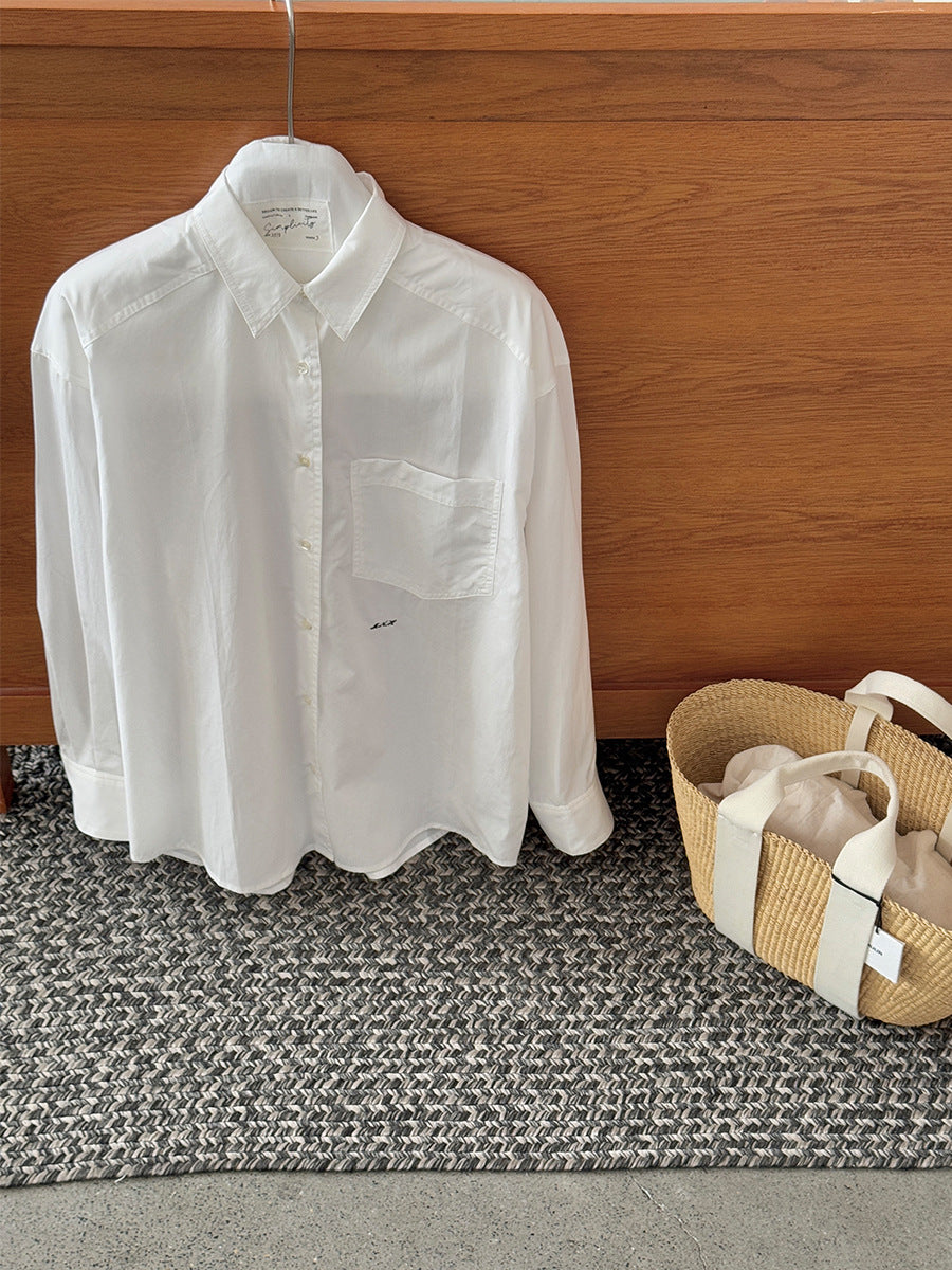 Dame afslappet langærmet skjorte med moderne snit og praktisk lomme-design Stilla