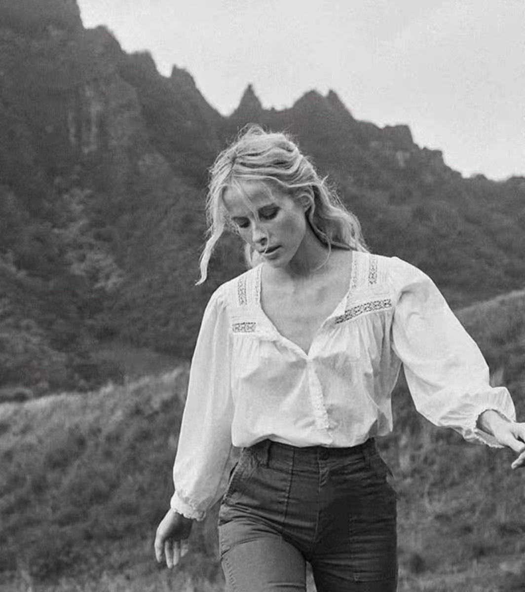 Dame afslappet bluse med romantisk Boho-stil Stilla
