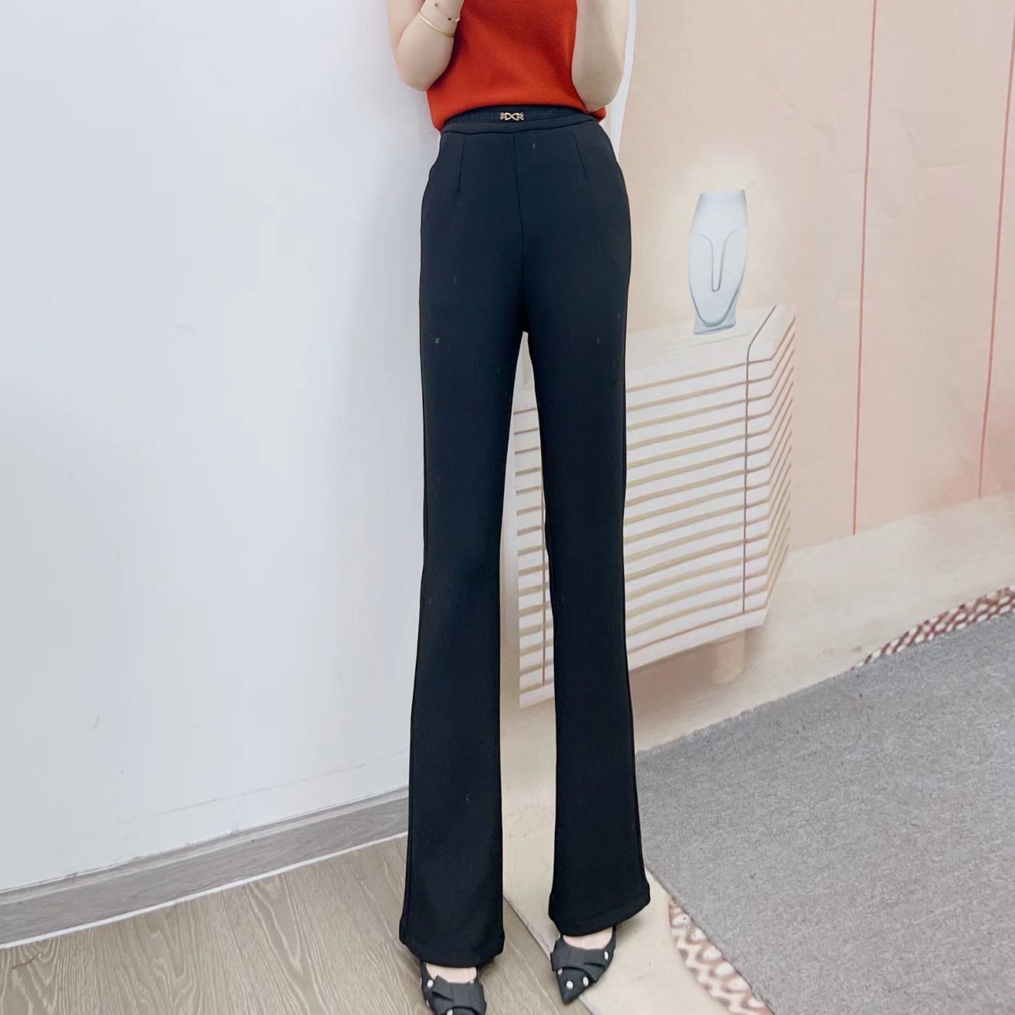 Dame Elegant bukser med høj talje og figurskærende snit Stilla