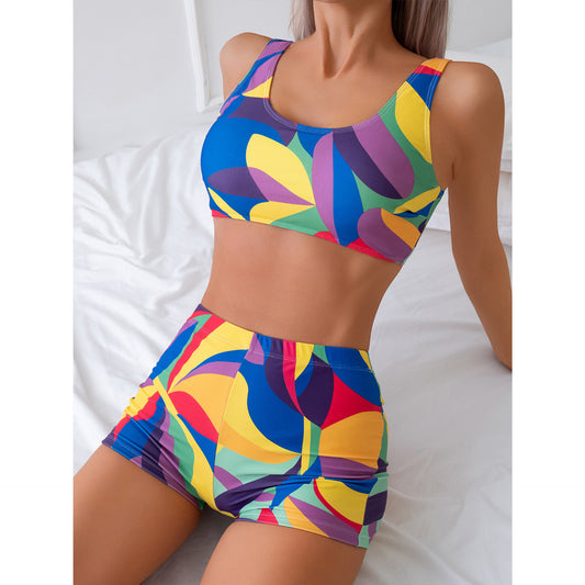 Dame Sporty Bikini-sæt med fashionabel Crop-top og figursyede shorts Stilla