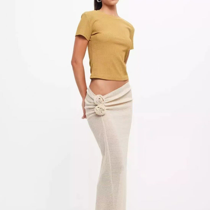 Dame Elegant Knyttet Midi-Nederdel Stilla