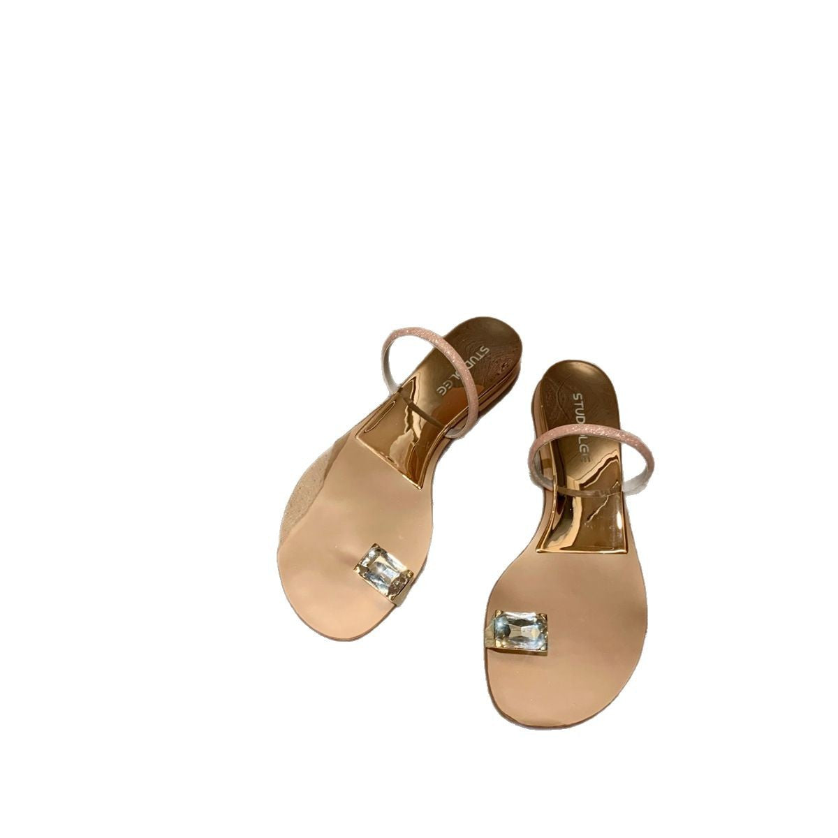 Dame Elegant Åben Tå Rutsjebaner med Dekorativ Strass Accent Stilla