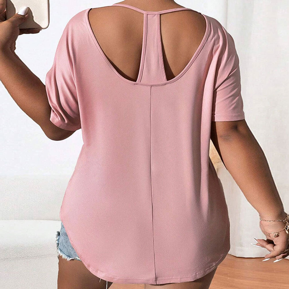 Dame afslappet oversized T-shirt med rund halsudskæring og korte ærmer Stilla