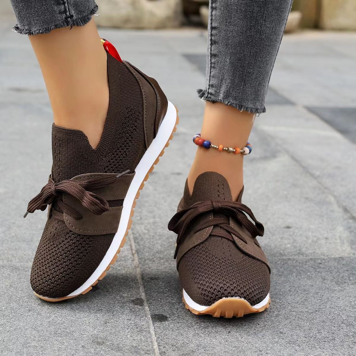 Dame Åndbare Sneakers med elastisk Overdel og fashionable Skoletøj Stilla